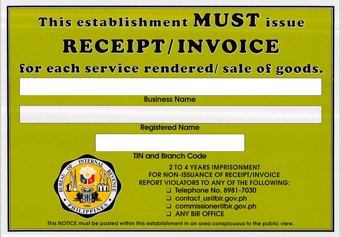 Notice To Issue Receipt Or Invoice Duran Duran Schulze Law