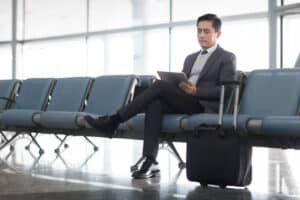 businessman waiting in airport