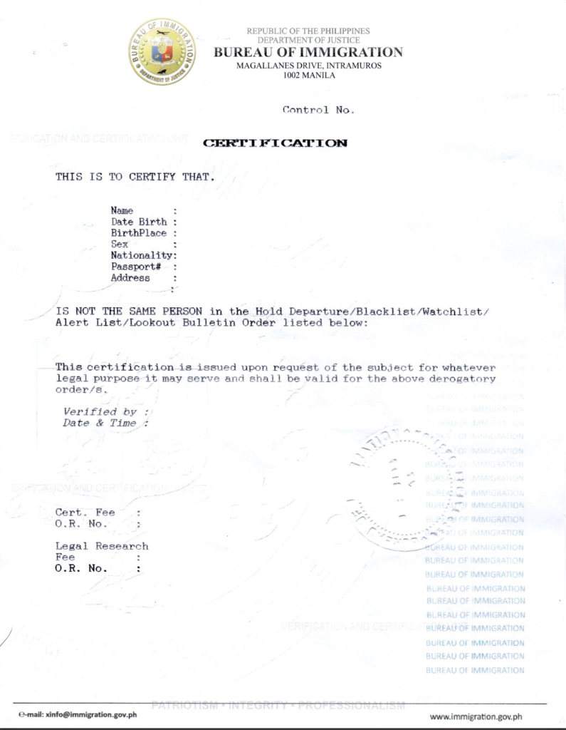 certificate of not the same person